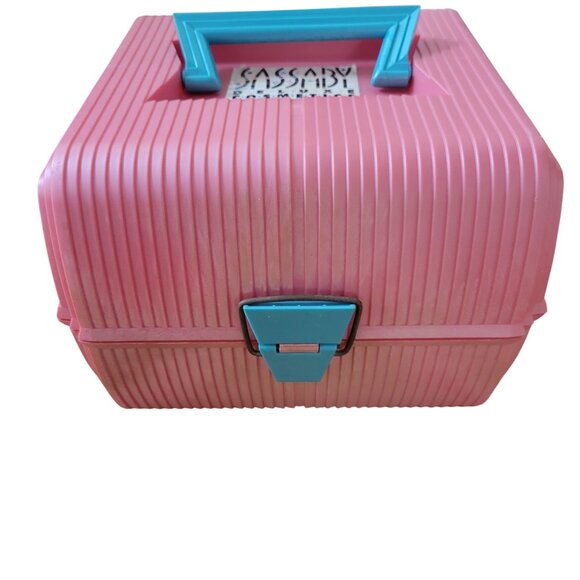 Sassaby Deluxe Pink Cosmetics Organizer Mirror Compartments Sewing Makeup Travel - Picture 9 of 14